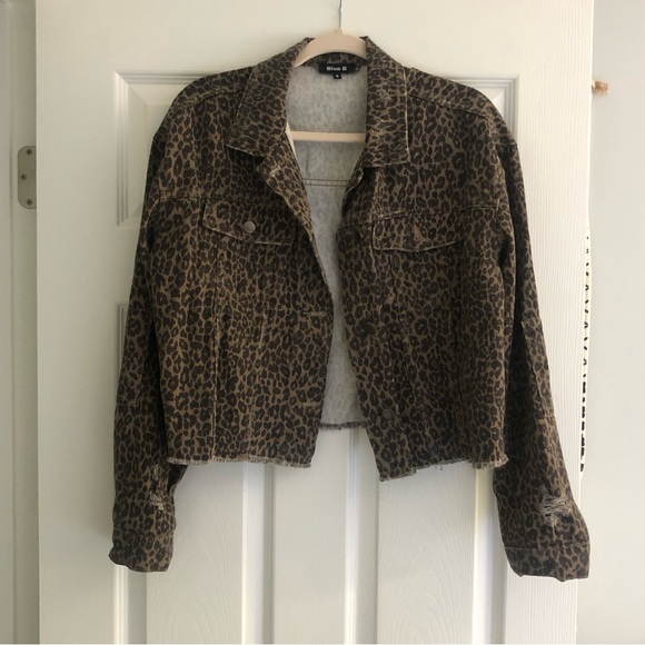 Leopard Distressed Jean Jacket - Picture 2 of 5